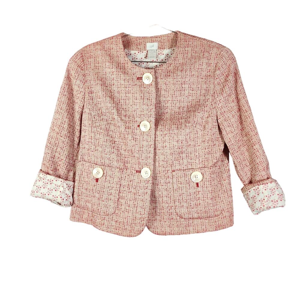 J. Jill Career Professional Red Tweed Blazer Size 8